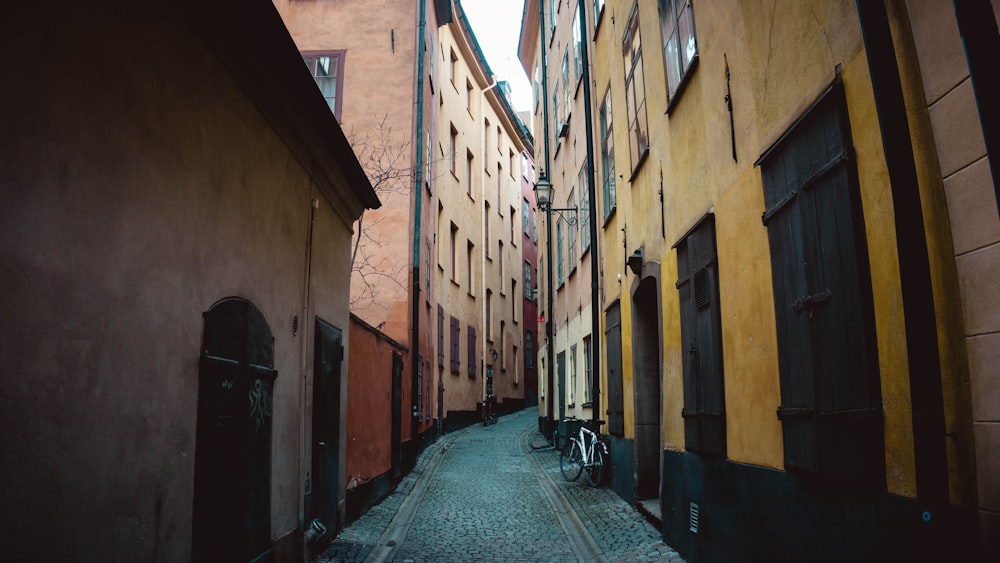 alleyway between village houses during daytime