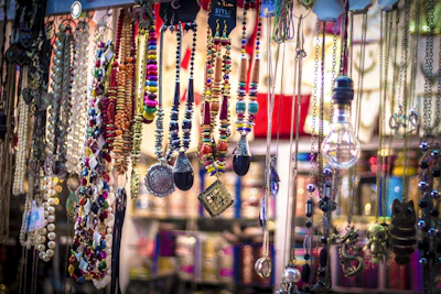 A collection of handmade necklaces displayed elegantly.