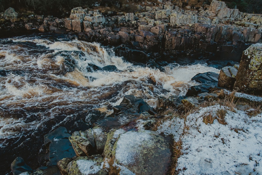 water flowing on rocks