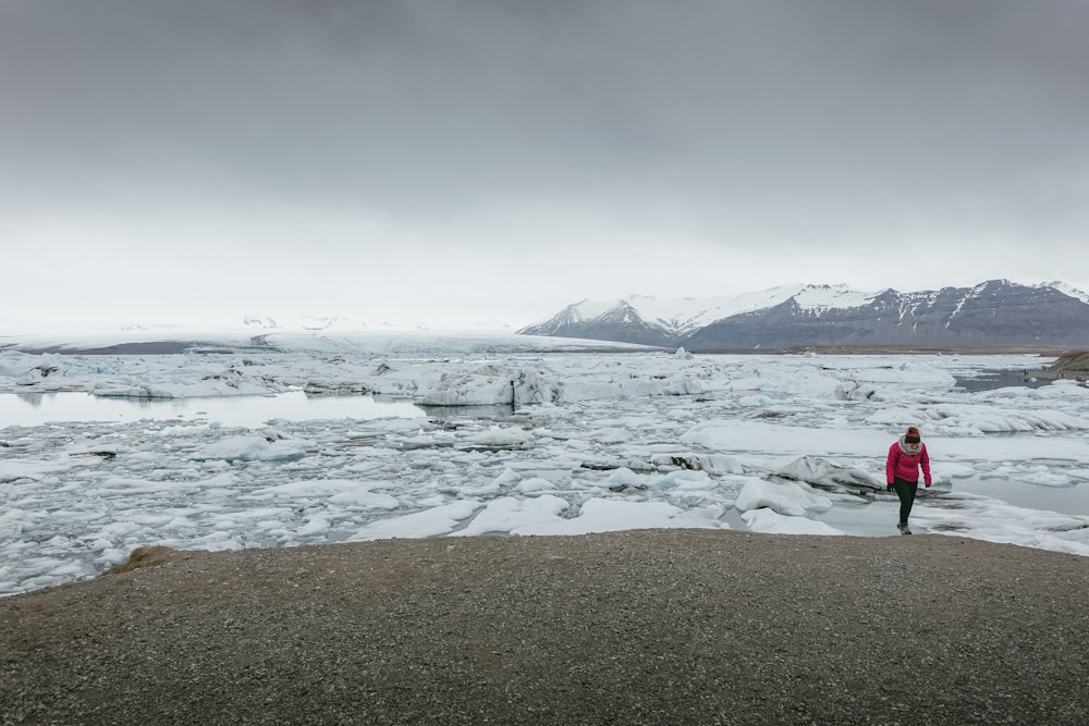 person standing on snowfield