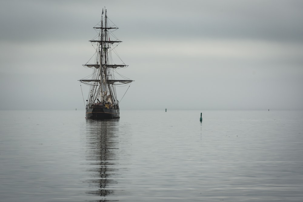 galleon ship cruising on water