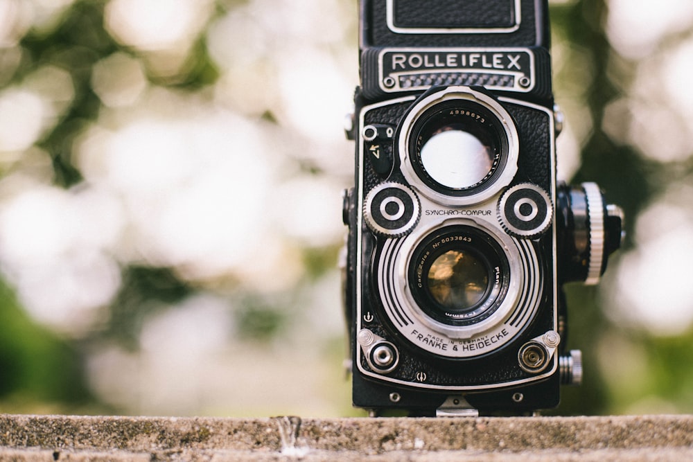 black Rolleiflex camera