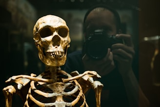 Computer screen displaying forensic identification software with human skeletal data.