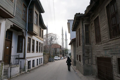 Spartak guiding a small group past the iconic Et'hem Bey Mosque.