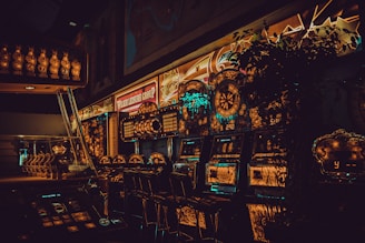 multicolored arcade machines