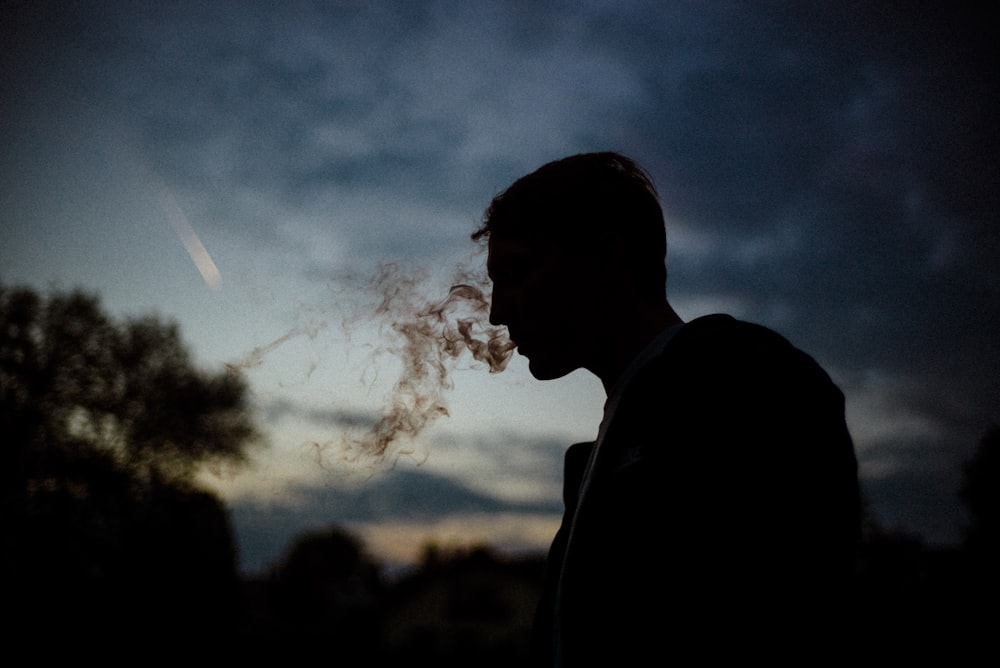 silhouette photography of man