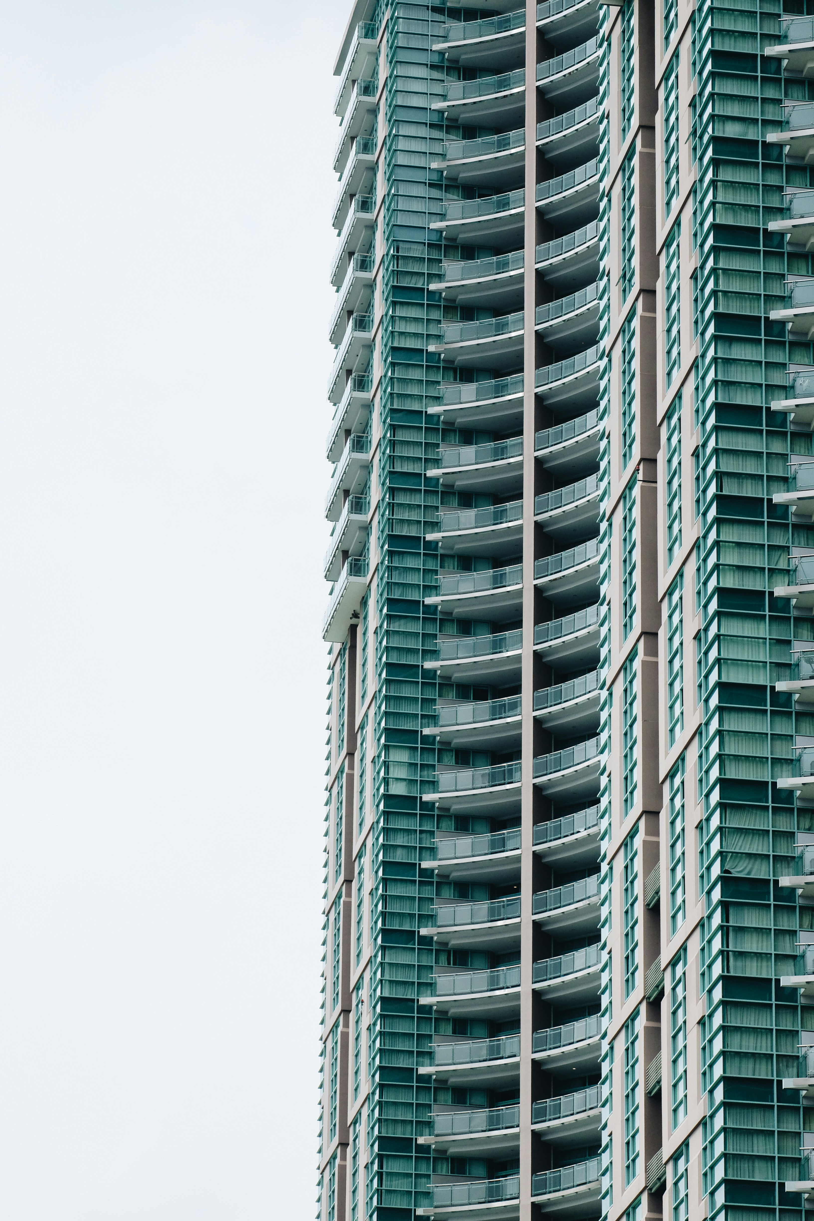 low angle photography of curtain building