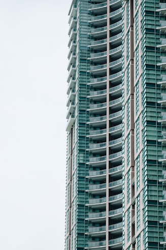low angle photography of curtain building