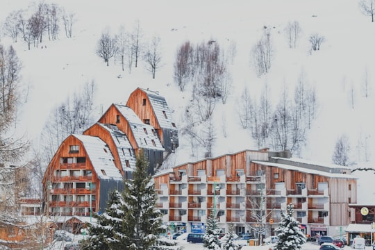 snow covers building on mountain in Les Deux Alpes France