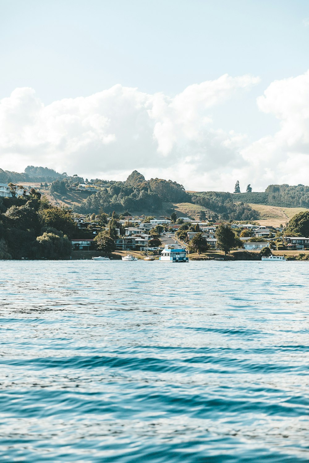 houses on mountain slope near body of water