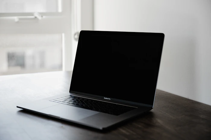 Laptop in the studio during a design review