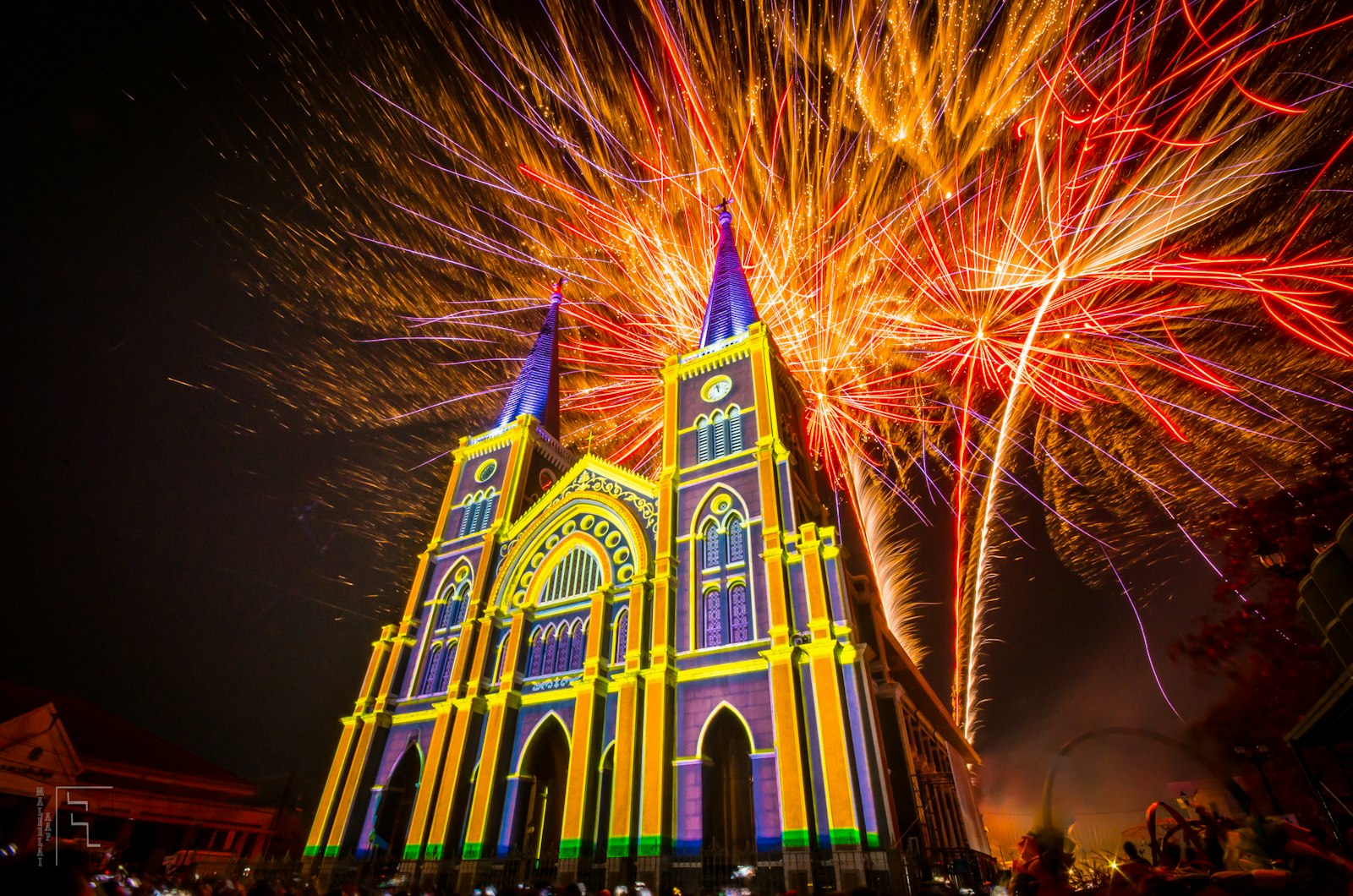 Nikon D7000 + Sigma 10-20mm F4-5.6 EX DC HSM sample photo. Church and fireworks display photography