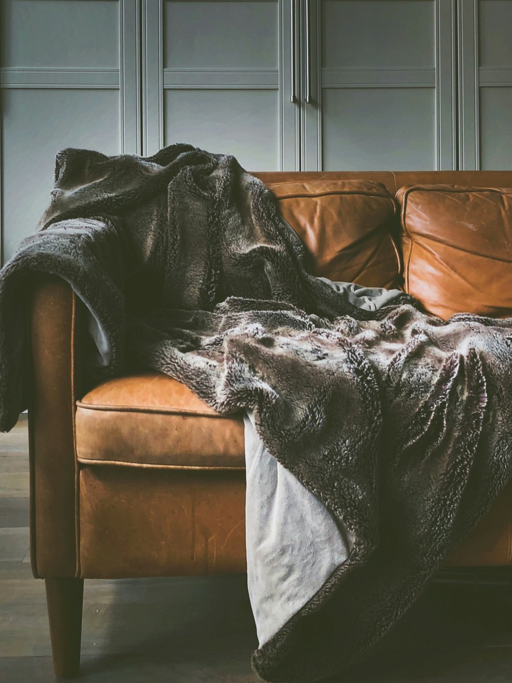 brown leather sofa