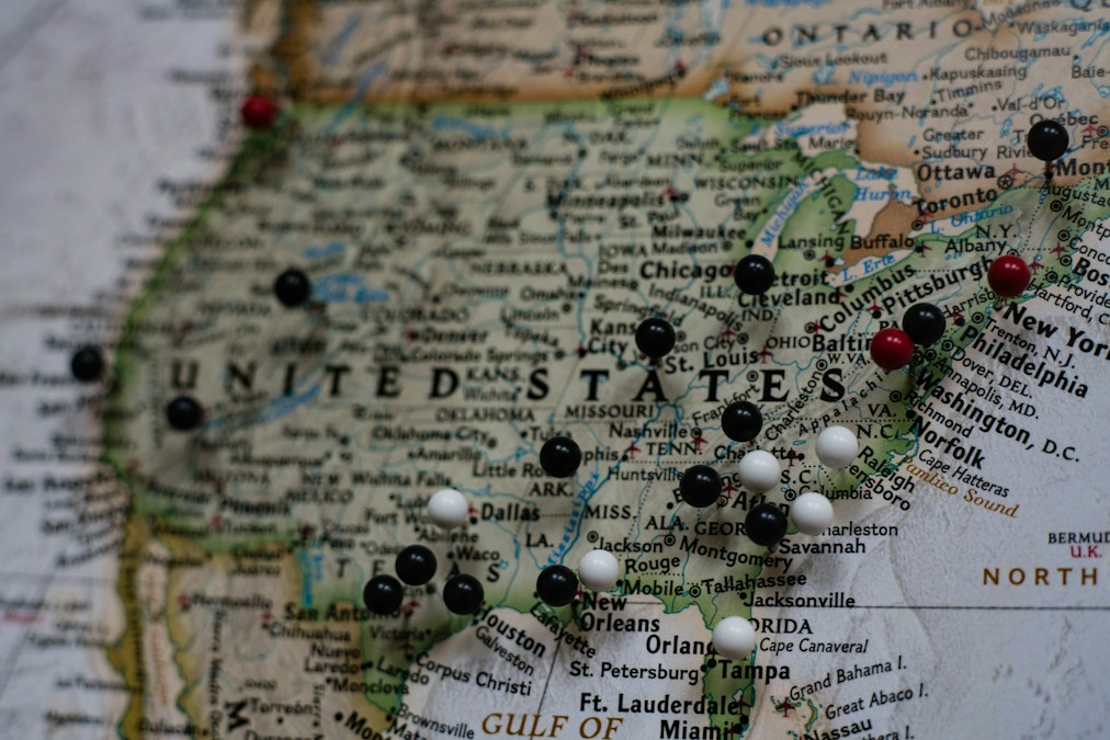 US map showing state boundaries