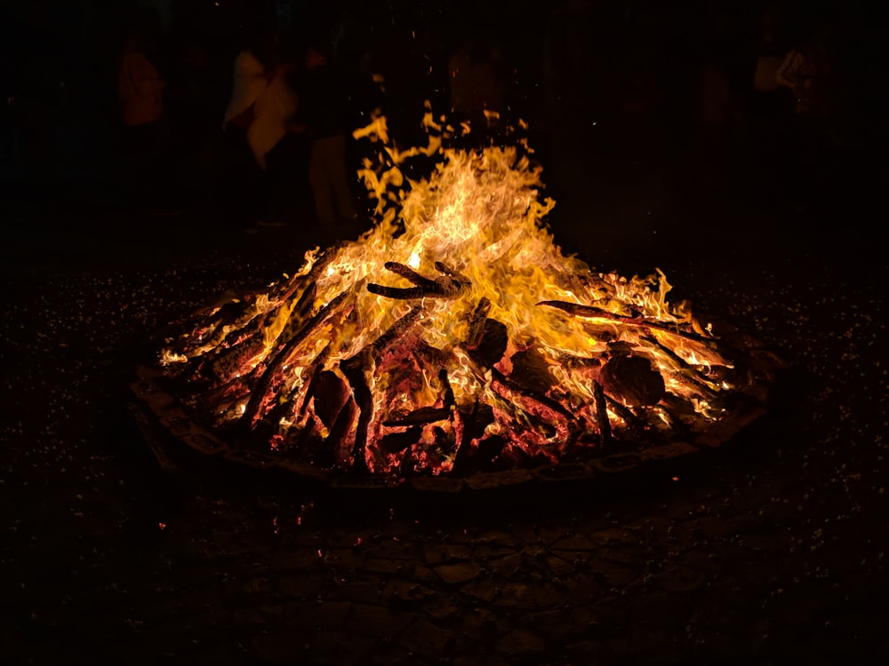 lit-up firewood