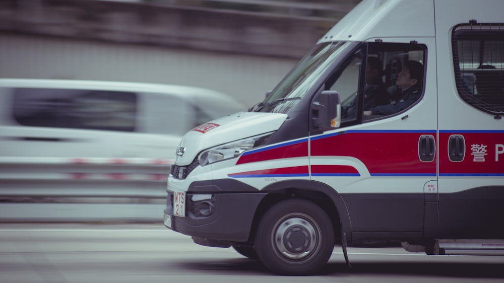 white and red vehicle