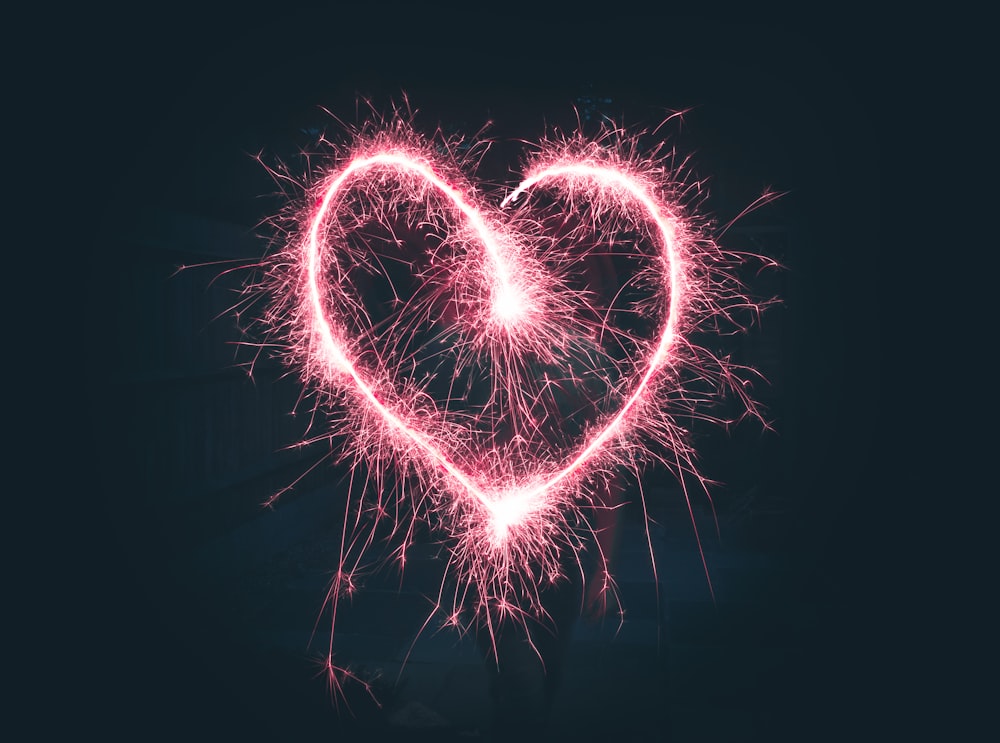 heart shaped pink sparklers photography