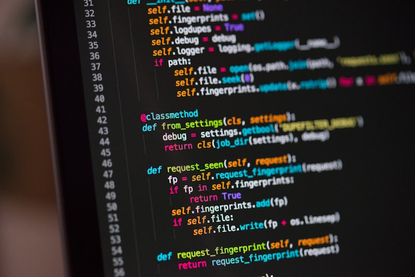 Code projected on a wall in a studio