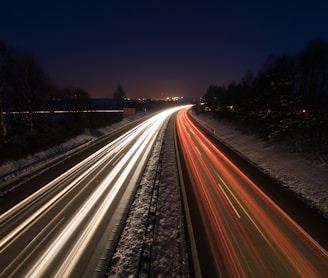 timelapse photography of road