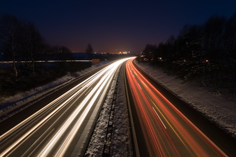 timelapse photography of road