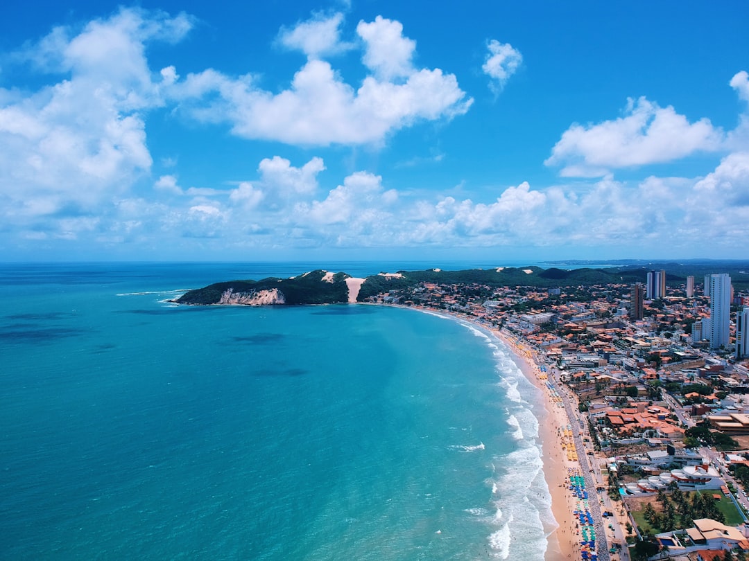 Shot taken with DJI Spark in a beautiful summer day in Ponta Negra Beach (Natal, Brazil). One of the most popular destinations in Brazil.
