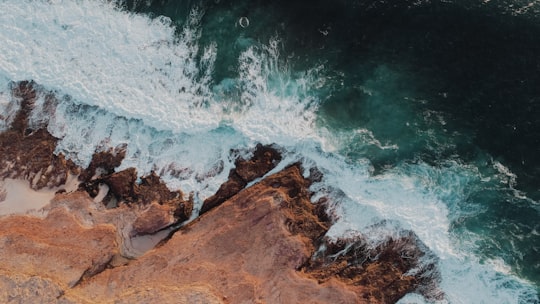 aerial photo of sea and sands in Kalbarri Australia