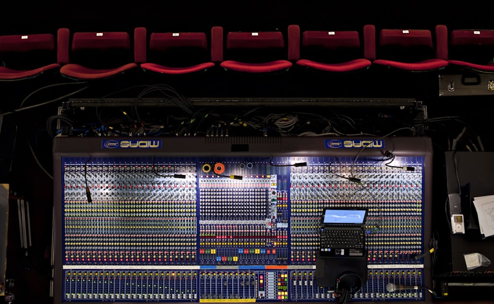 flat-lay photo of mixing console