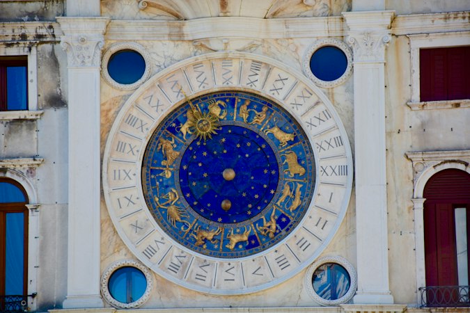 Ornate astronomical zodiac clock face