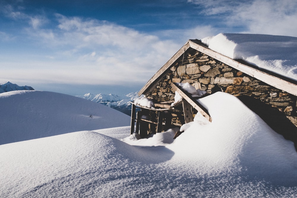 stone house in snowfield