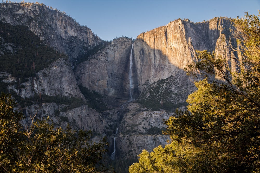 waterfalls during sunset