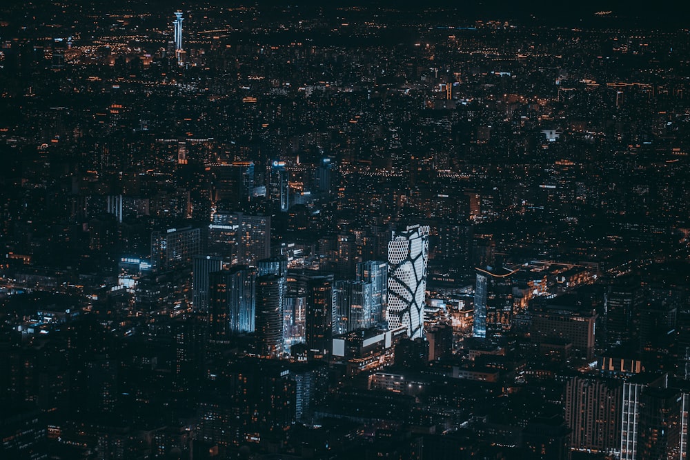 high-rise buildings during nighttime