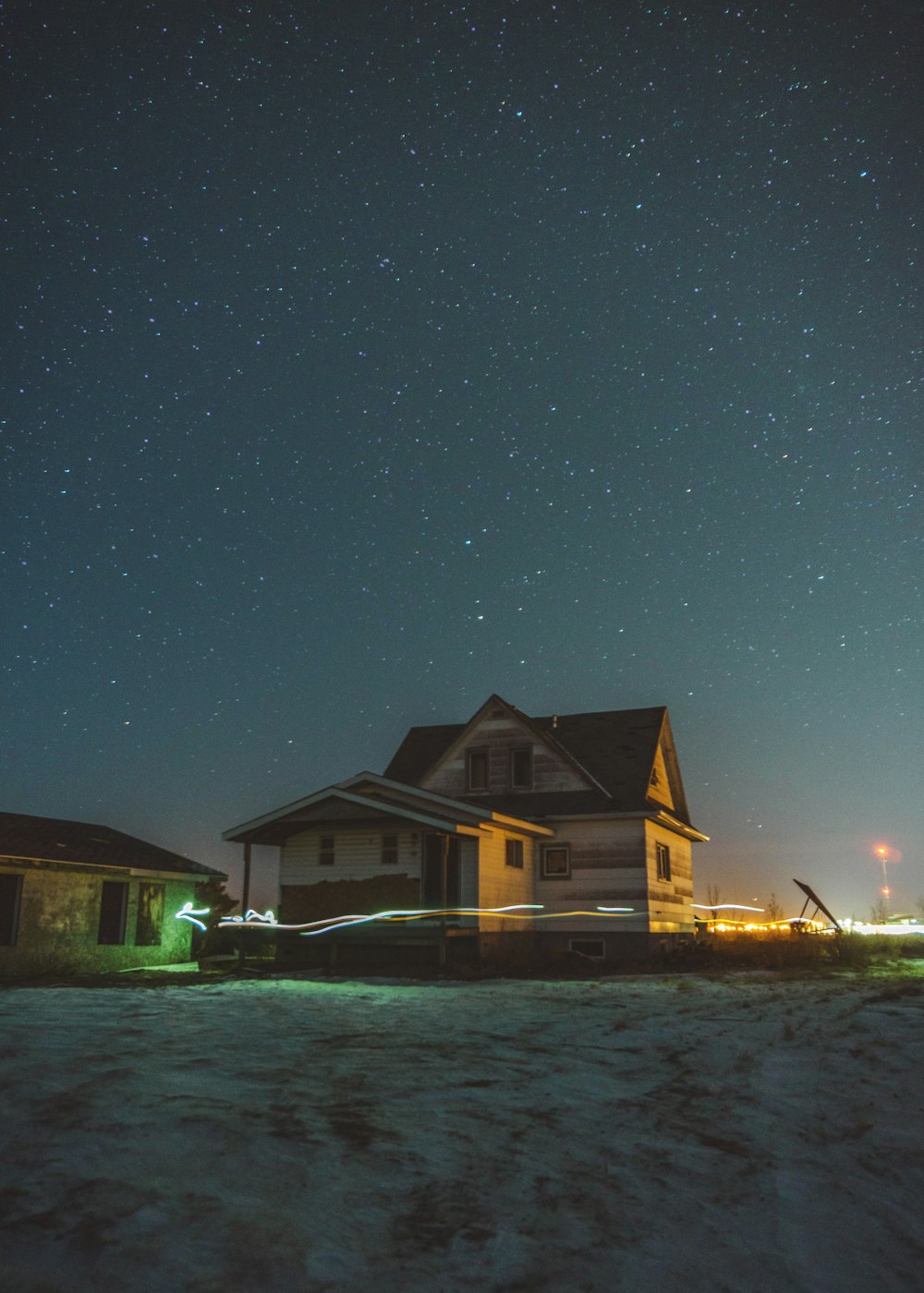 brown house under night sky
