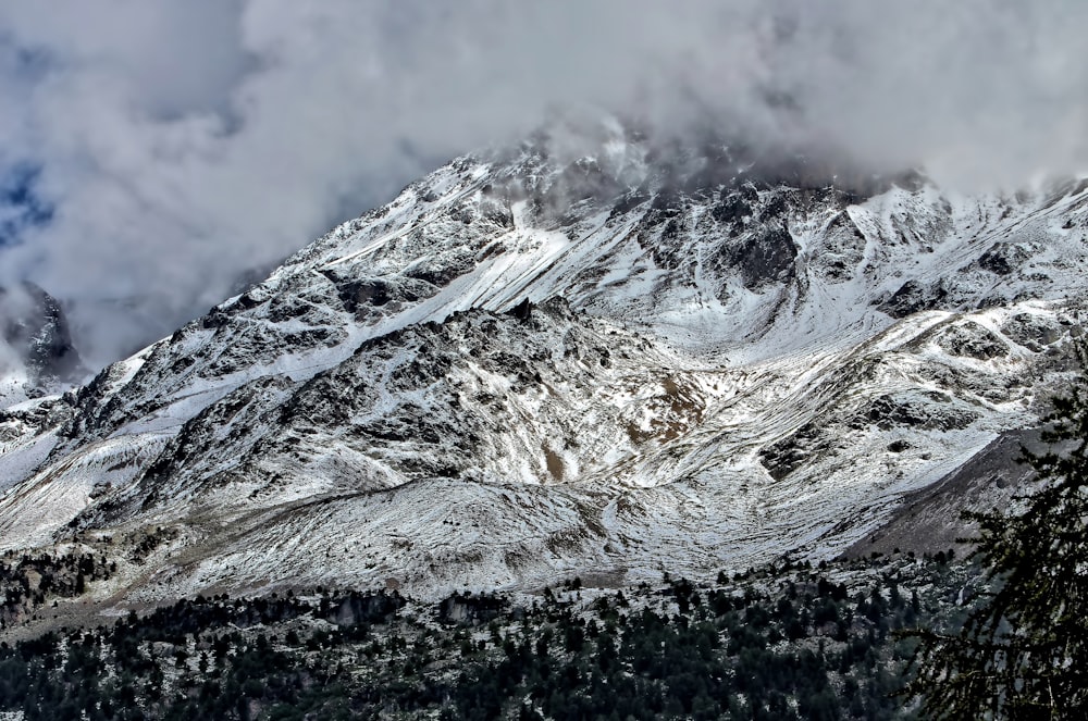 mountain under white clouds