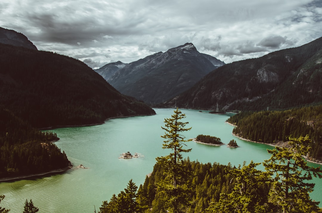 body of water between mountains