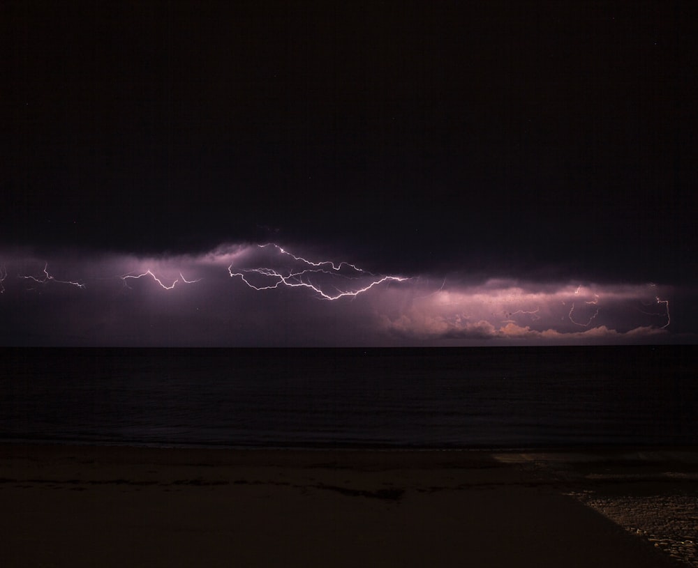 sea under storm with lightning