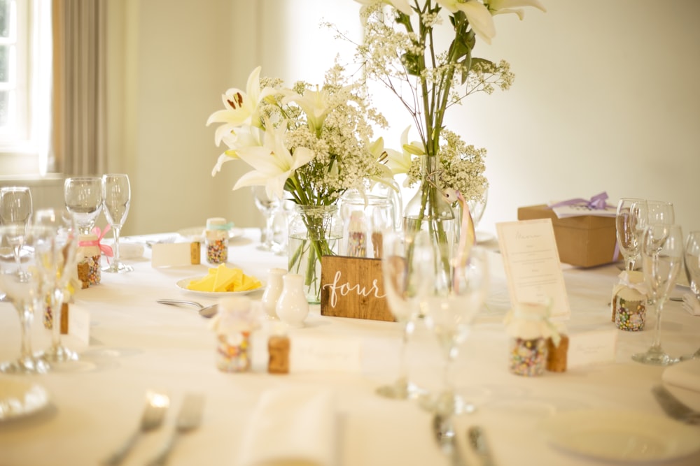 table with dinnerware set