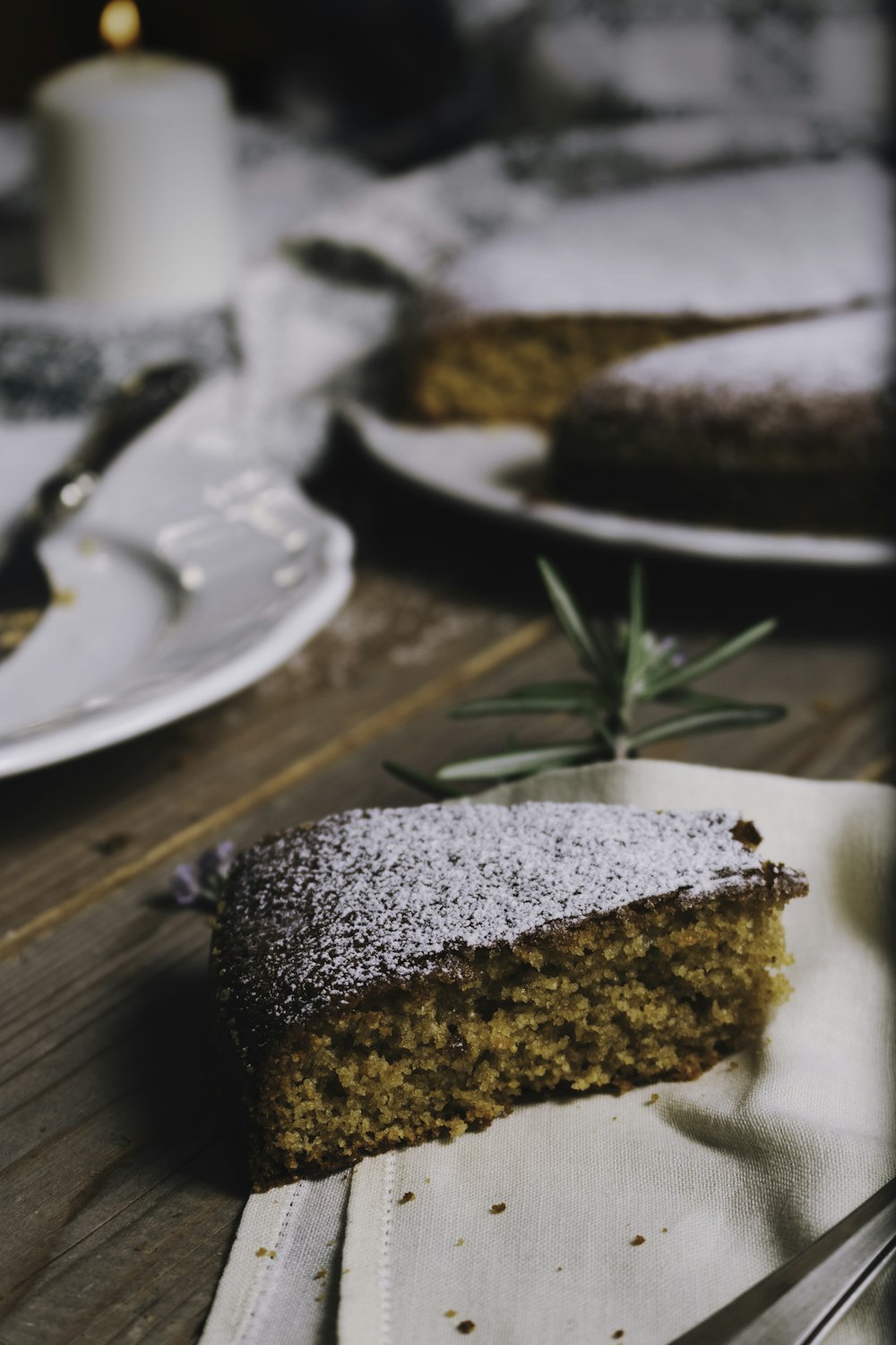 cake slice on table napkin