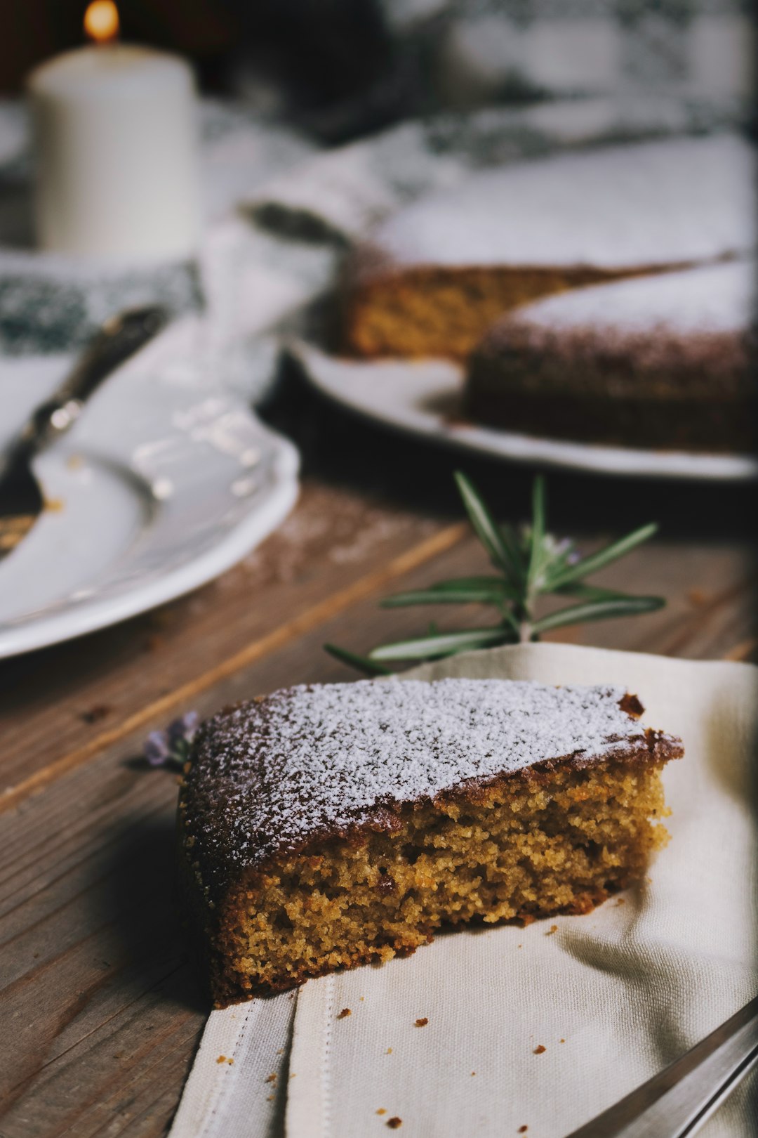 cake slice on table napkin