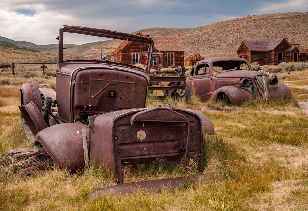 brown metal vehicles