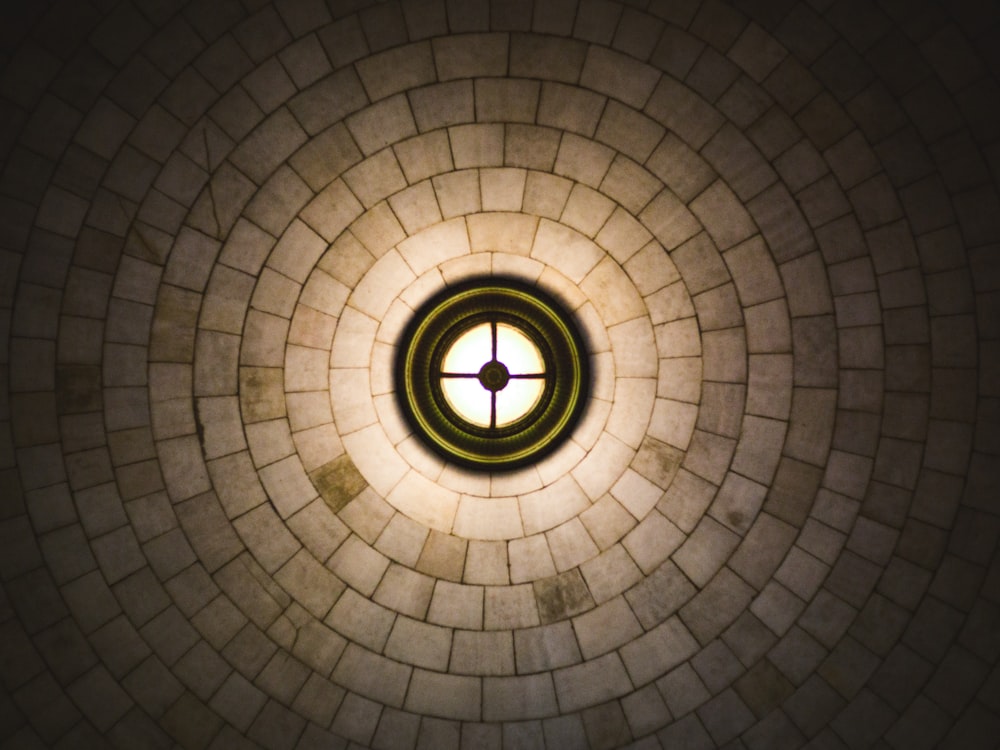 round brown and white lampshade