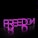 Neon pink letters spelling out the word 'FREEDOM' against a dark background, with reflections on the glossy floor surface.