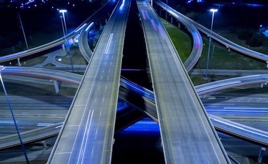 aerial view of road in time lapse photography in Dallas United States