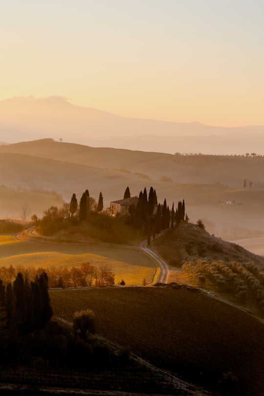 village under clear sky in San Quirico d'Orcia Italy