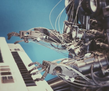 AI robot playing piano