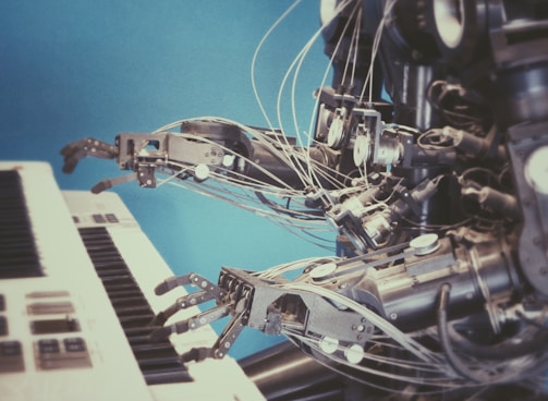 robot playing piano