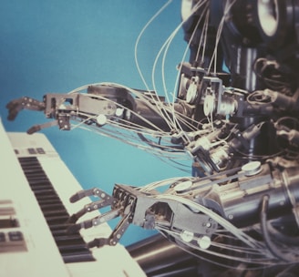 robot playing piano