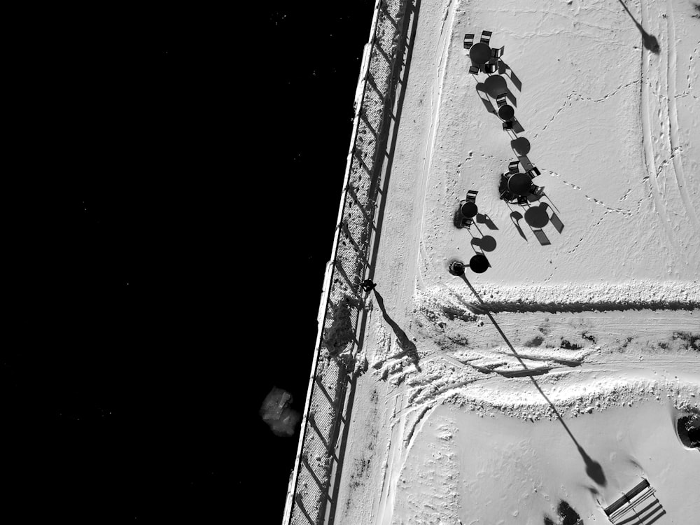 aerial photography of snow covered field