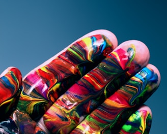 multicolored hand paint