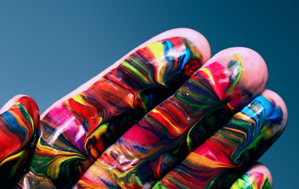 multicolored hand paint