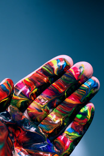 multicolored hand paint